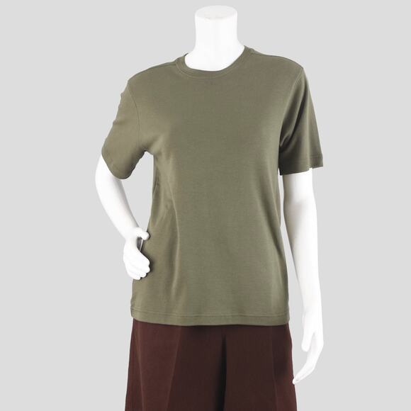 Vintage Basic Editions Army Green Solid T-shirt Women's Small - Picture 1 of 9
